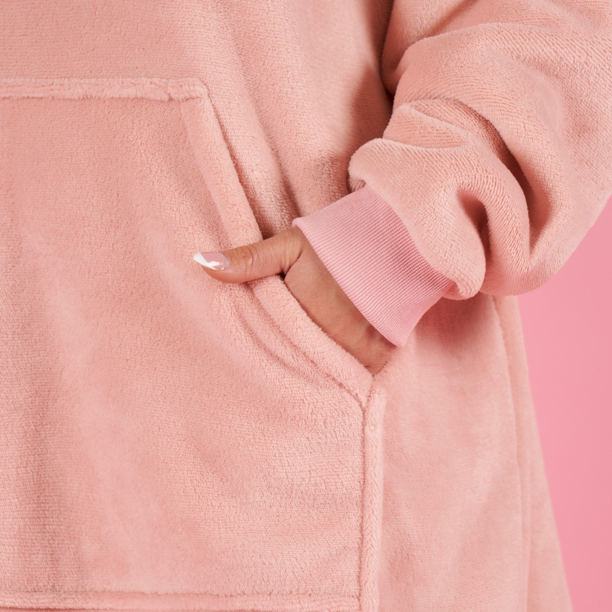 OHS Sherpa Fleece Hoodie Blanket, Petite - Blush>