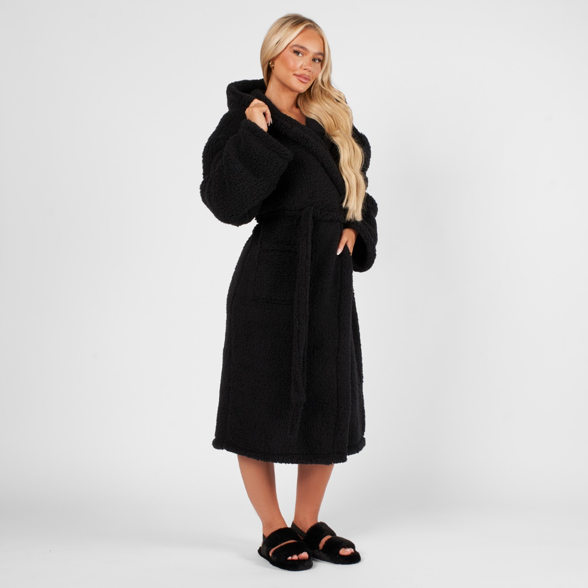 OHS Teddy Dressing Gown - Black>