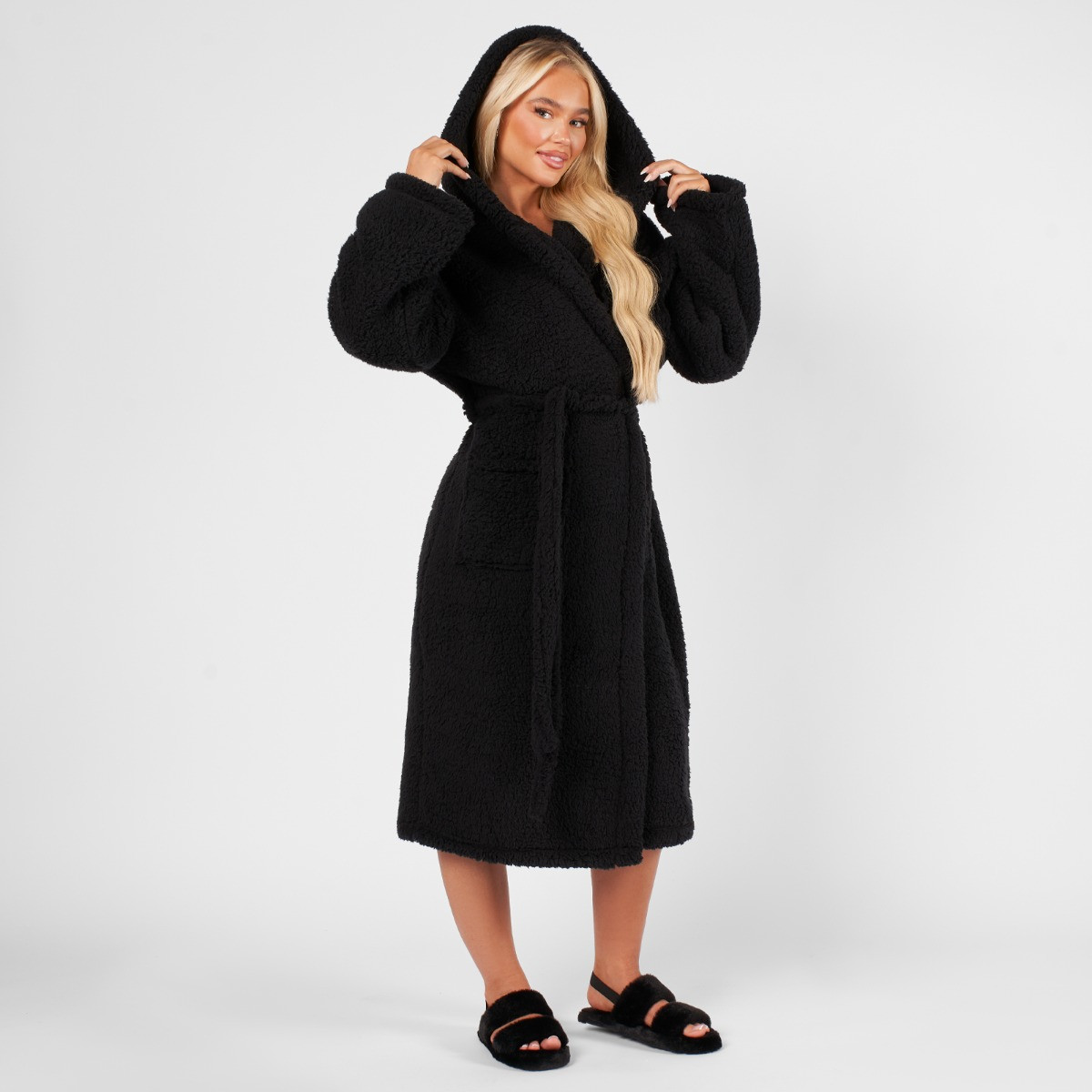 OHS Teddy Dressing Gown - Black>