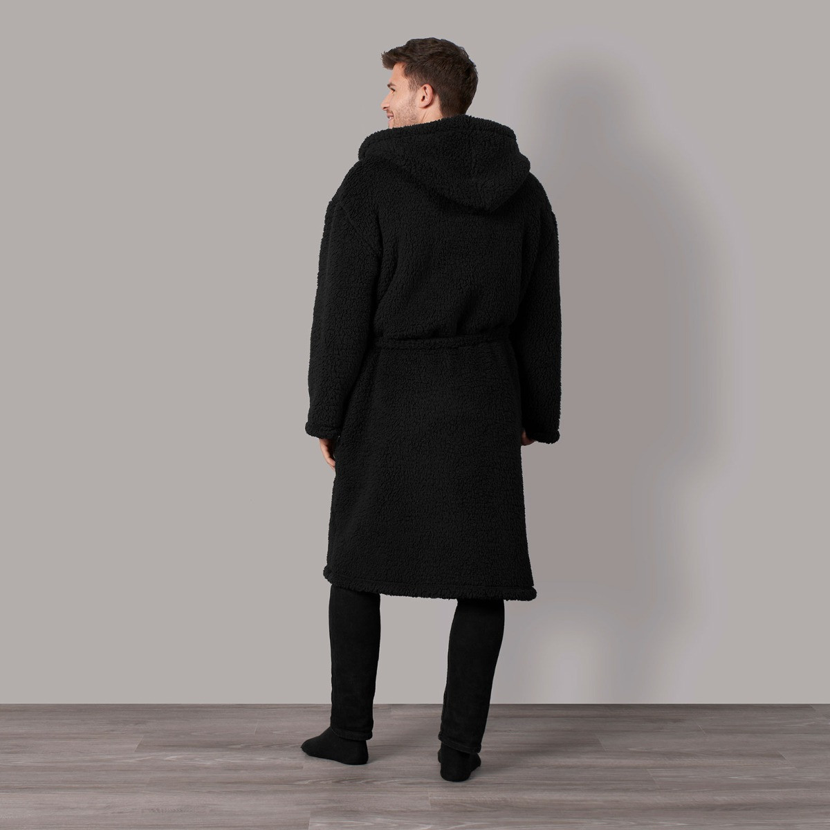 OHS Teddy Dressing Gown - Black>