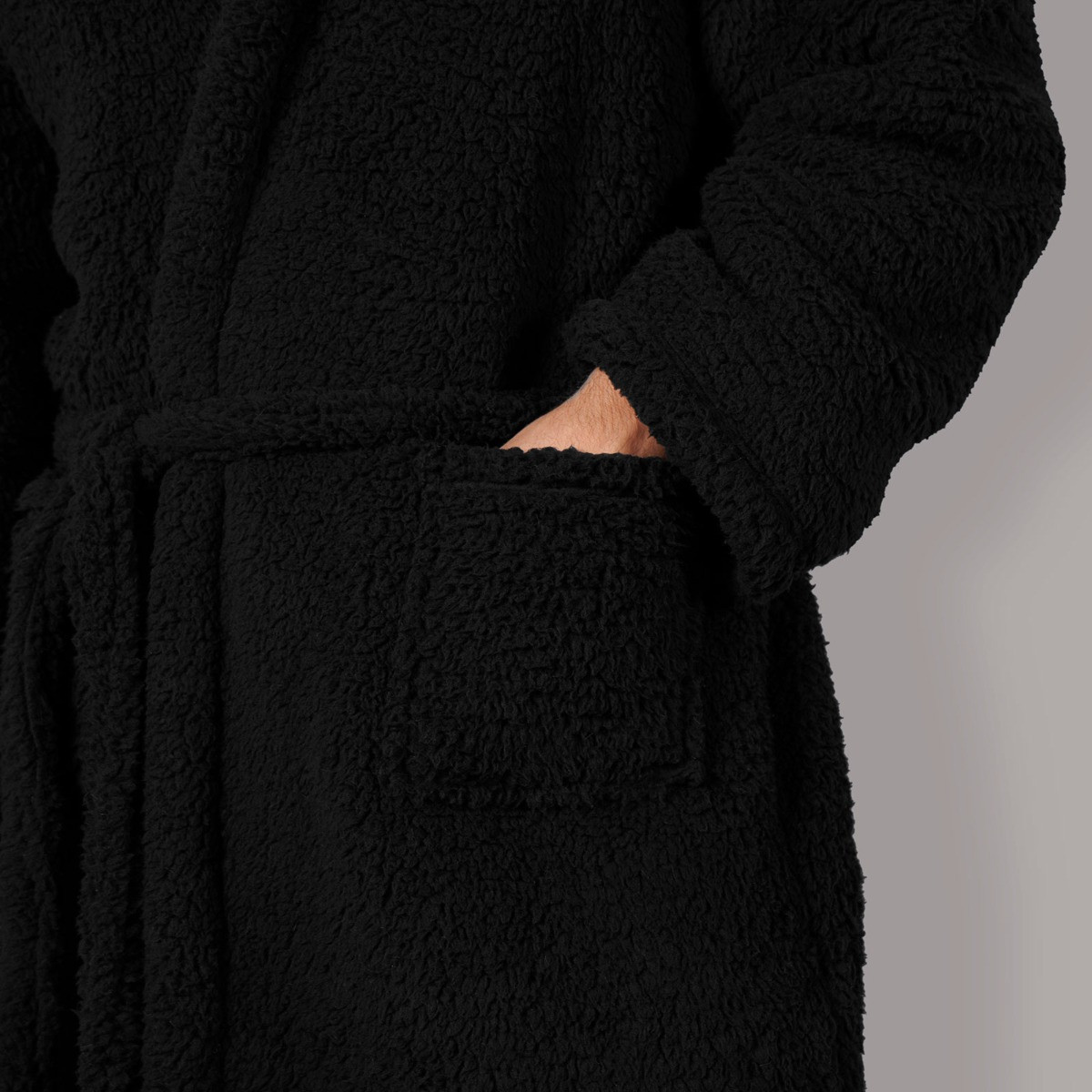 OHS Teddy Dressing Gown - Black>