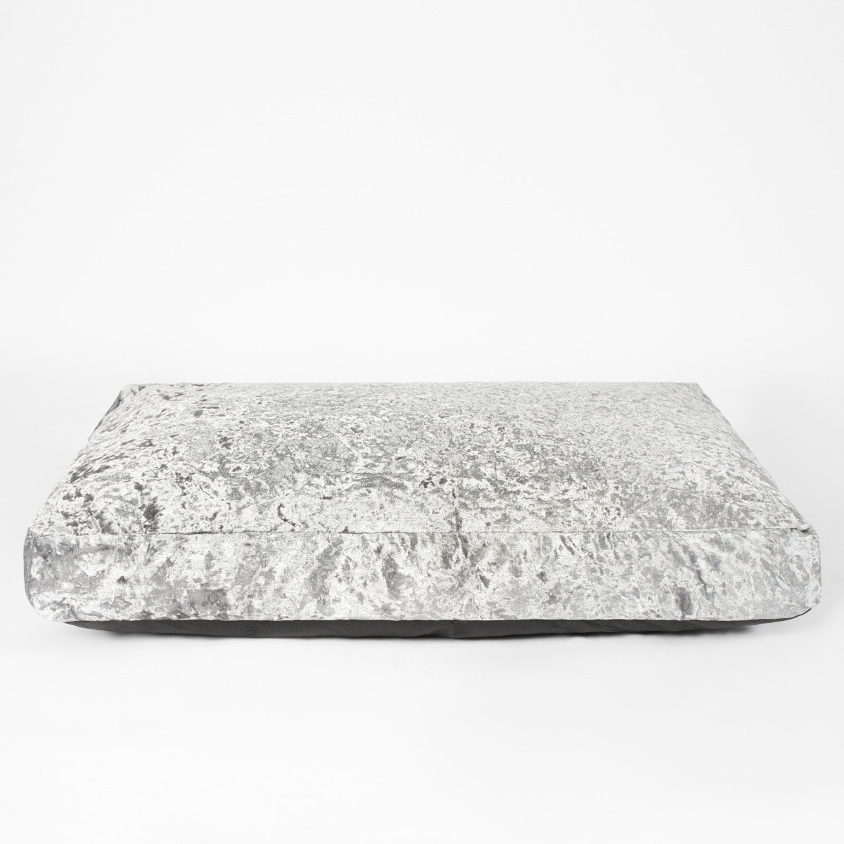 OHS Crushed Velvet Pet Bed Cushion, Silver Large