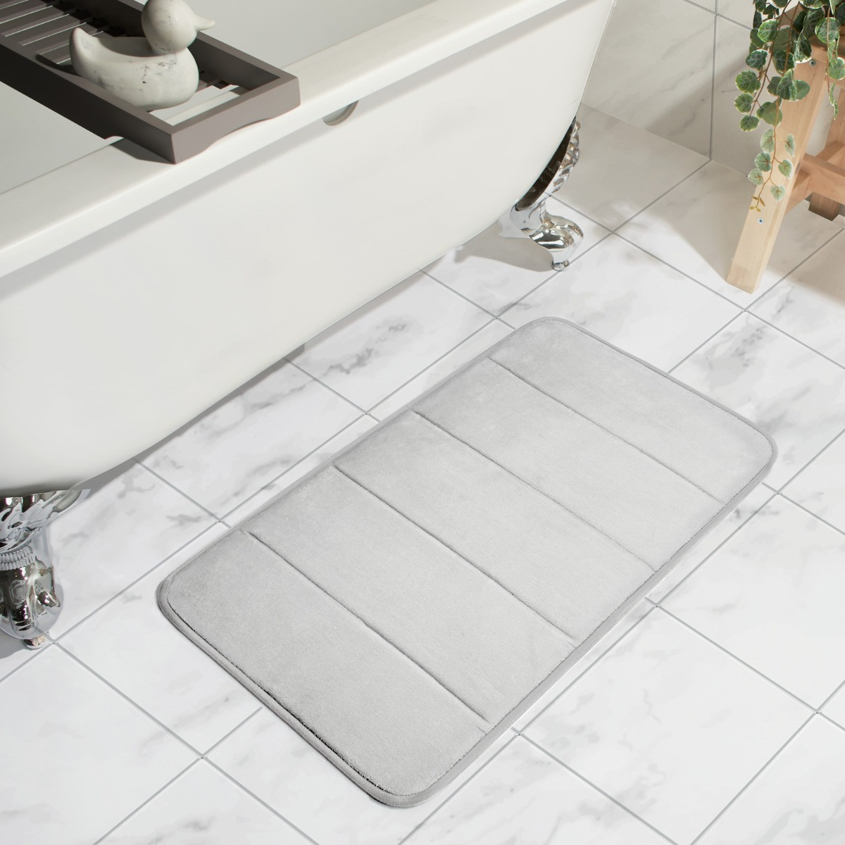 OHS Memory Foam Bath Mat - Silver>