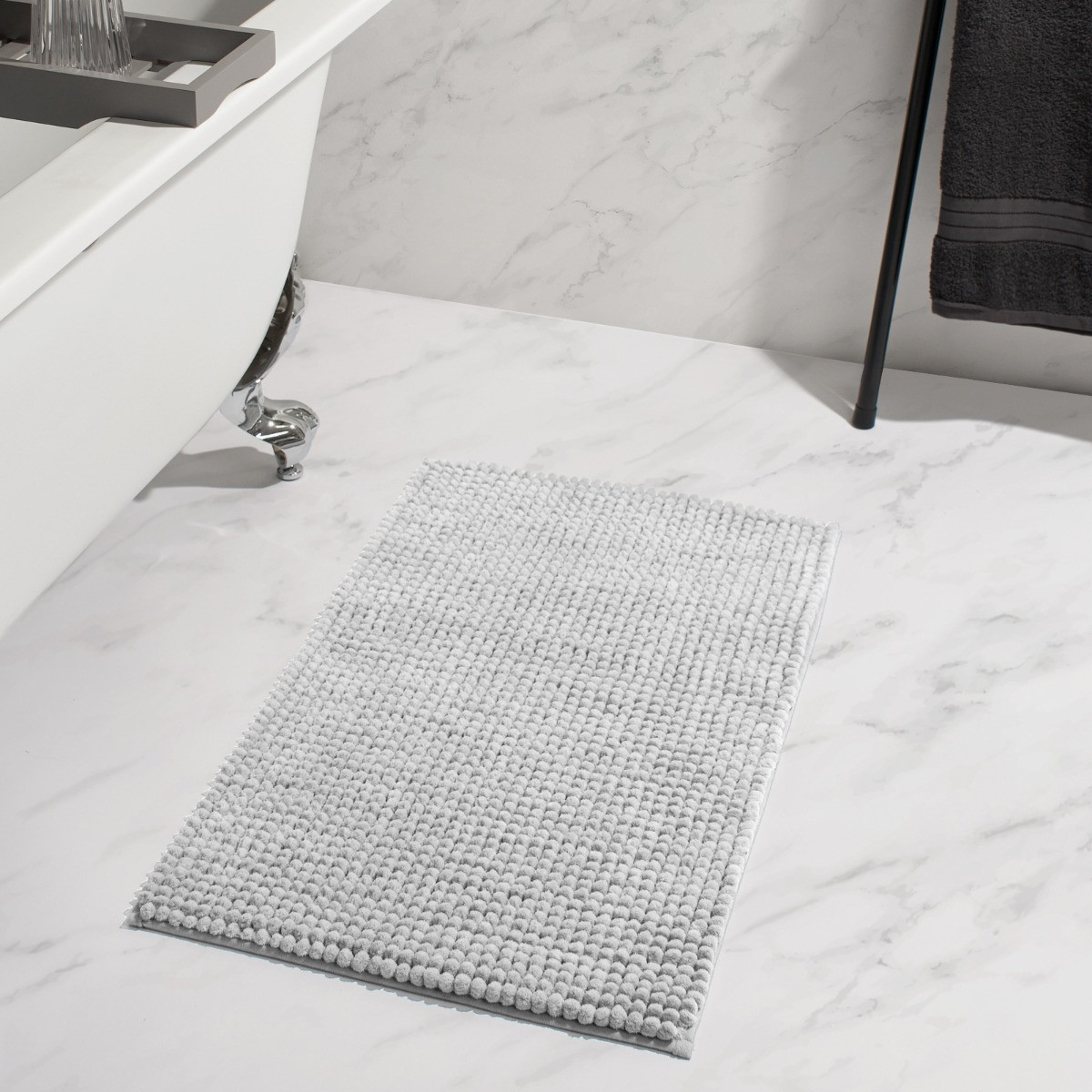 OHS Chunky Noodle Style Bath Mat, Silver - 45 x 75cm>