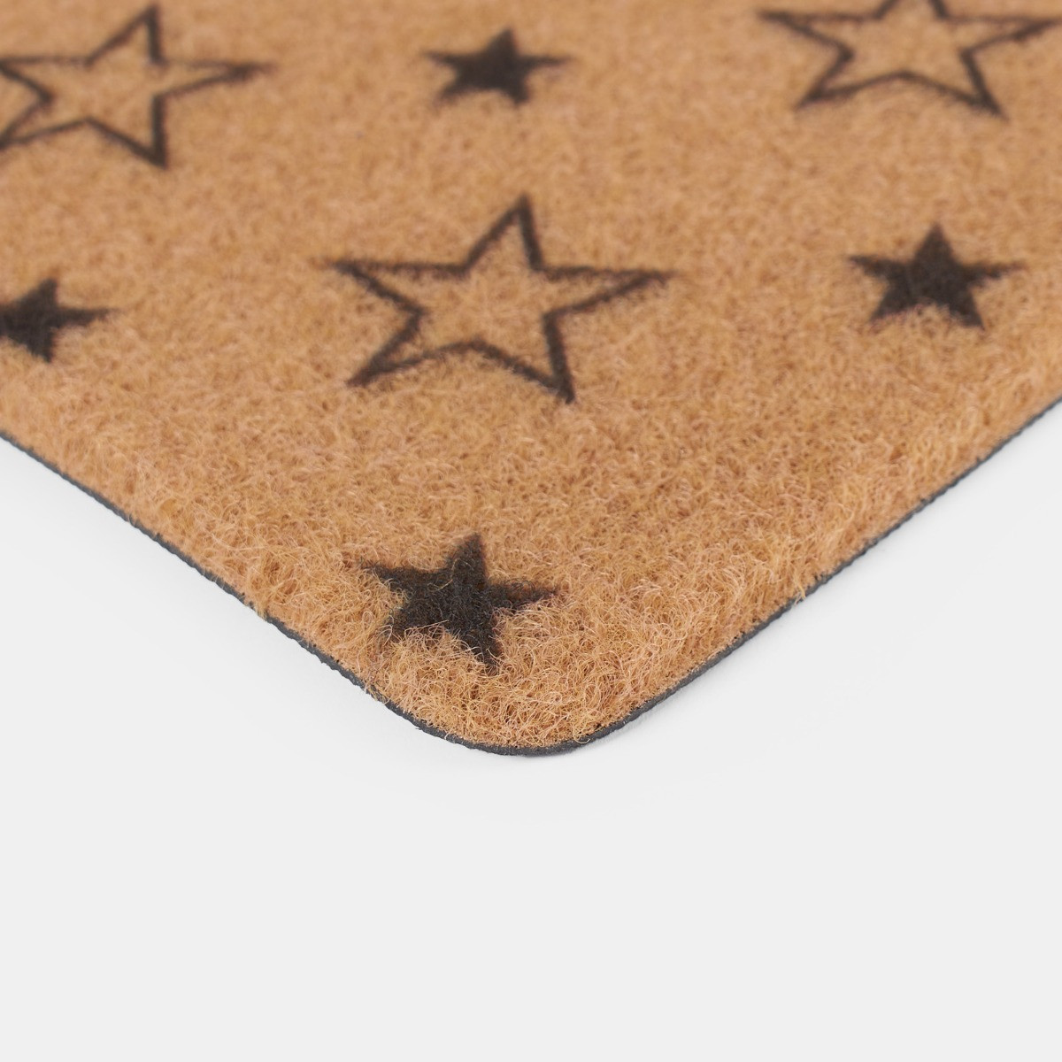 OHS Coir Look Star Print Doormat - Natural>