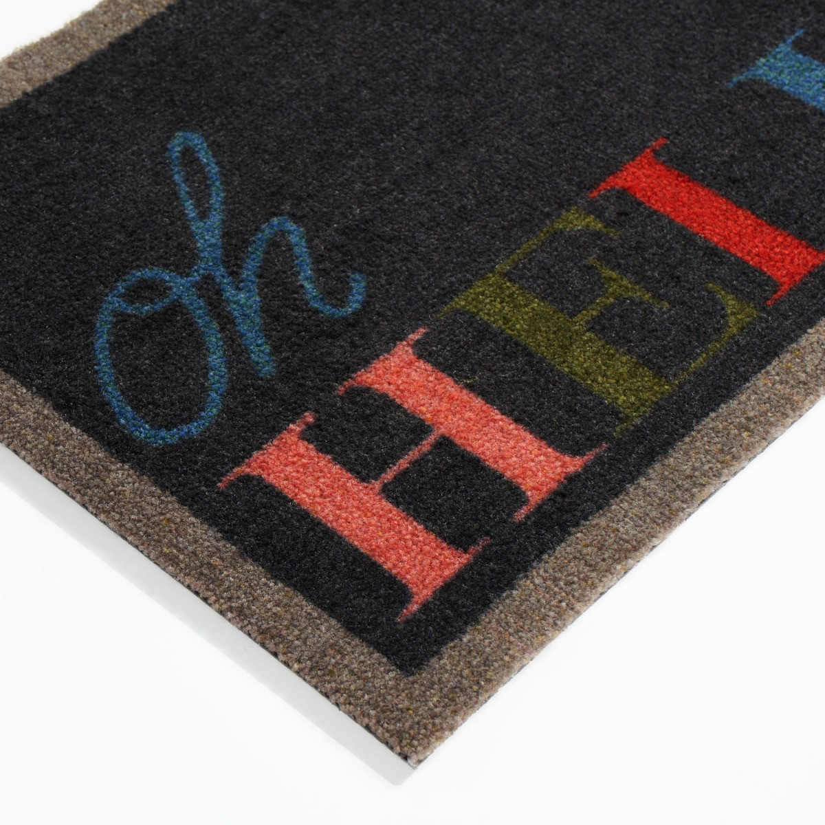 OHS Printed 'Hello' Washable Doormat, Navy - 40 x 70cm>