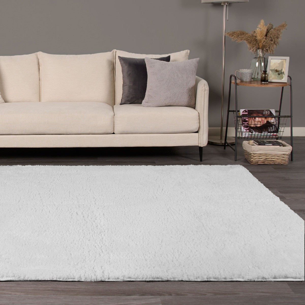 OHS Cosy Shaggy Rug - Silver>