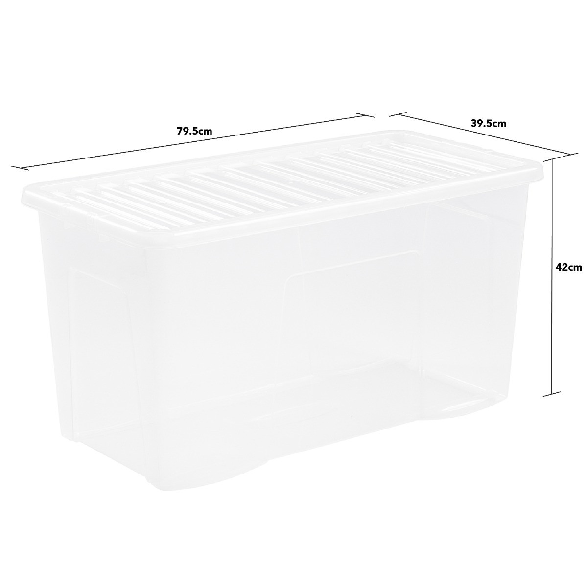 Wham Crystal Stackable Plastic Storage Box & Lid, Clear - 110 Litre>
