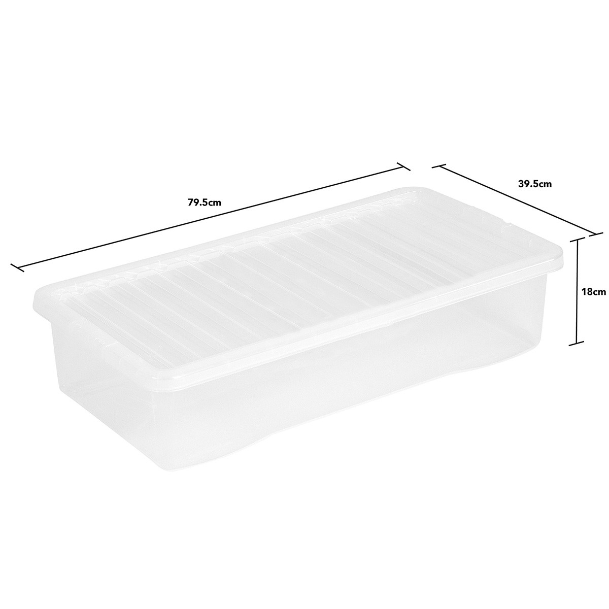 Wham Crystal Underbed Plastic Storage Box & Lid, Clear - 42 Litre>