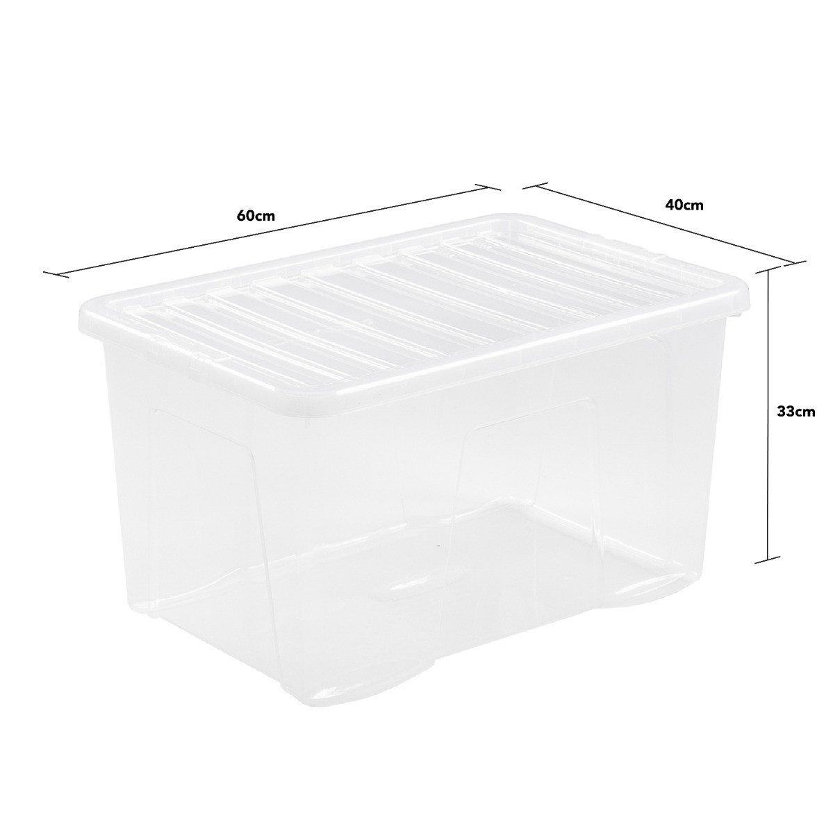 Wham Crystal Stackable Plastic Storage Box & Lid, Clear - 60 Litre>