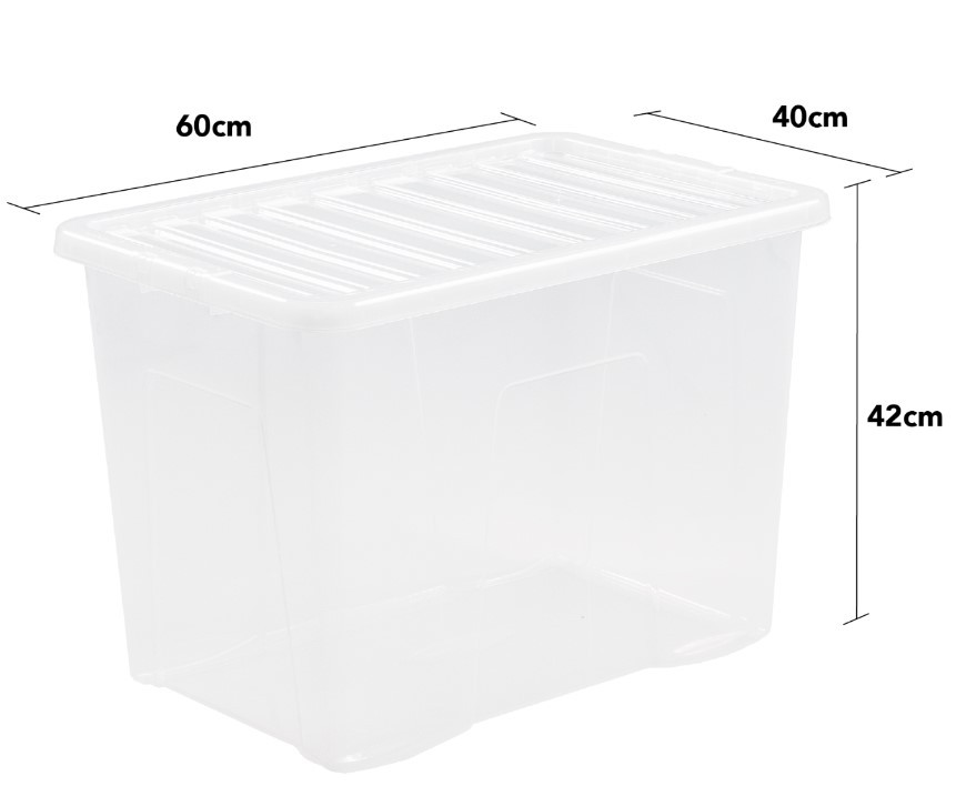 Wham Crystal Stackable Plastic Storage Box & Lid, Clear - 80 Litre>