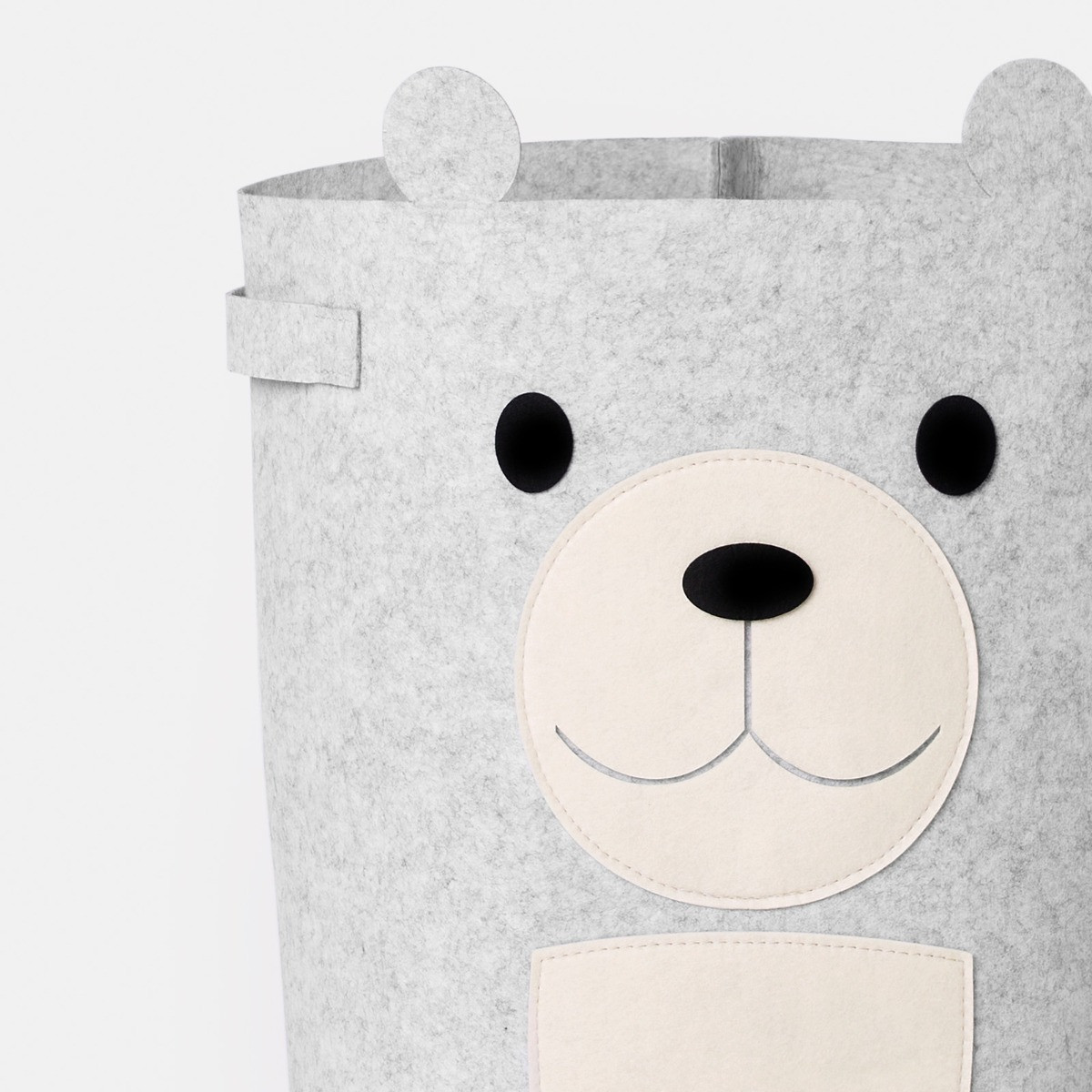 OHS Kids Felt Bear Storage Basket - Grey>