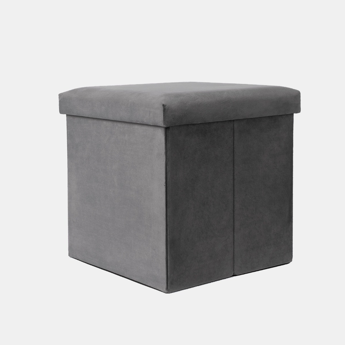 OHS Matte Velvet Cube Storage Ottoman - Charcoal>