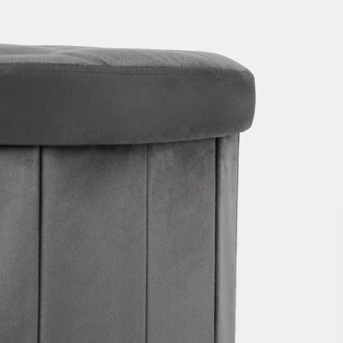 OHS Matte Velvet Round Storage Ottoman - Charcoal>