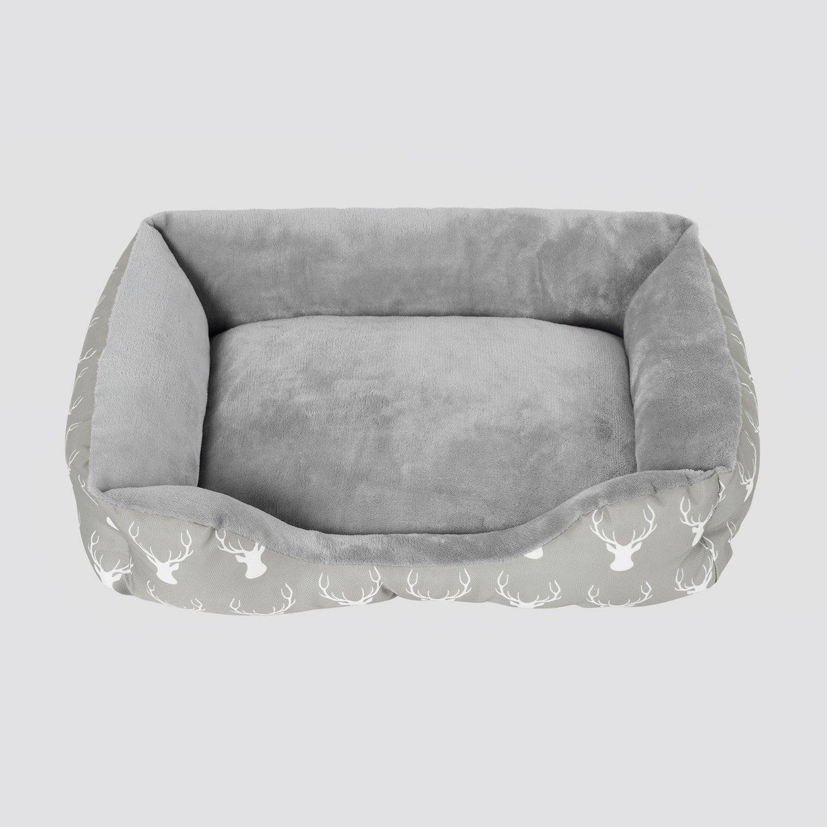 OHS Stag Print 4 Sided Pet Bed - Grey>