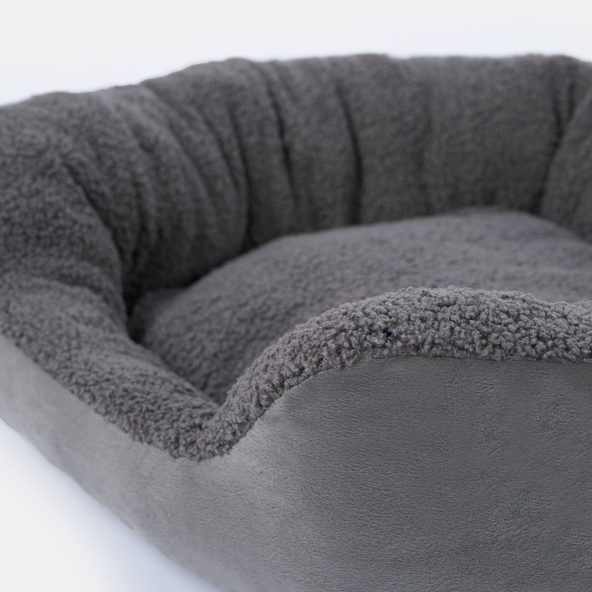 OHS Teddy Matte Velvet Square Pet Bed - Charcoal>