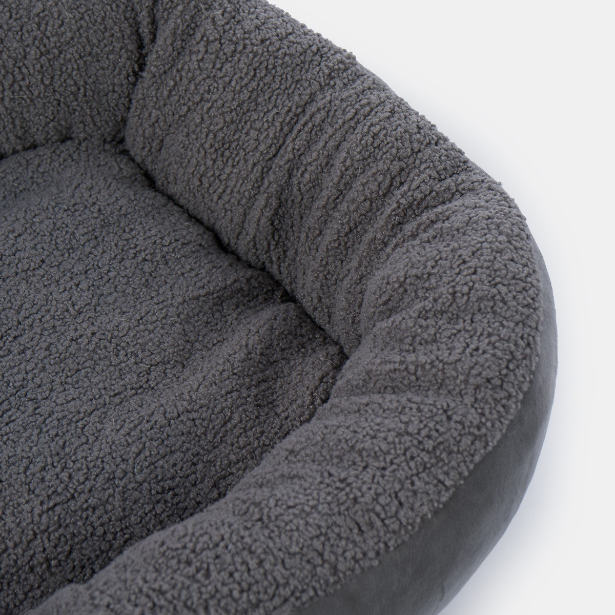 OHS Teddy Matte Velvet Square Pet Bed - Charcoal>