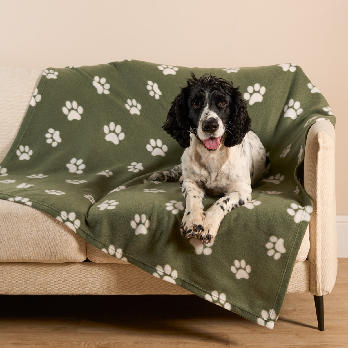 OHS Pet Paw Print Fleece Throw - Green>