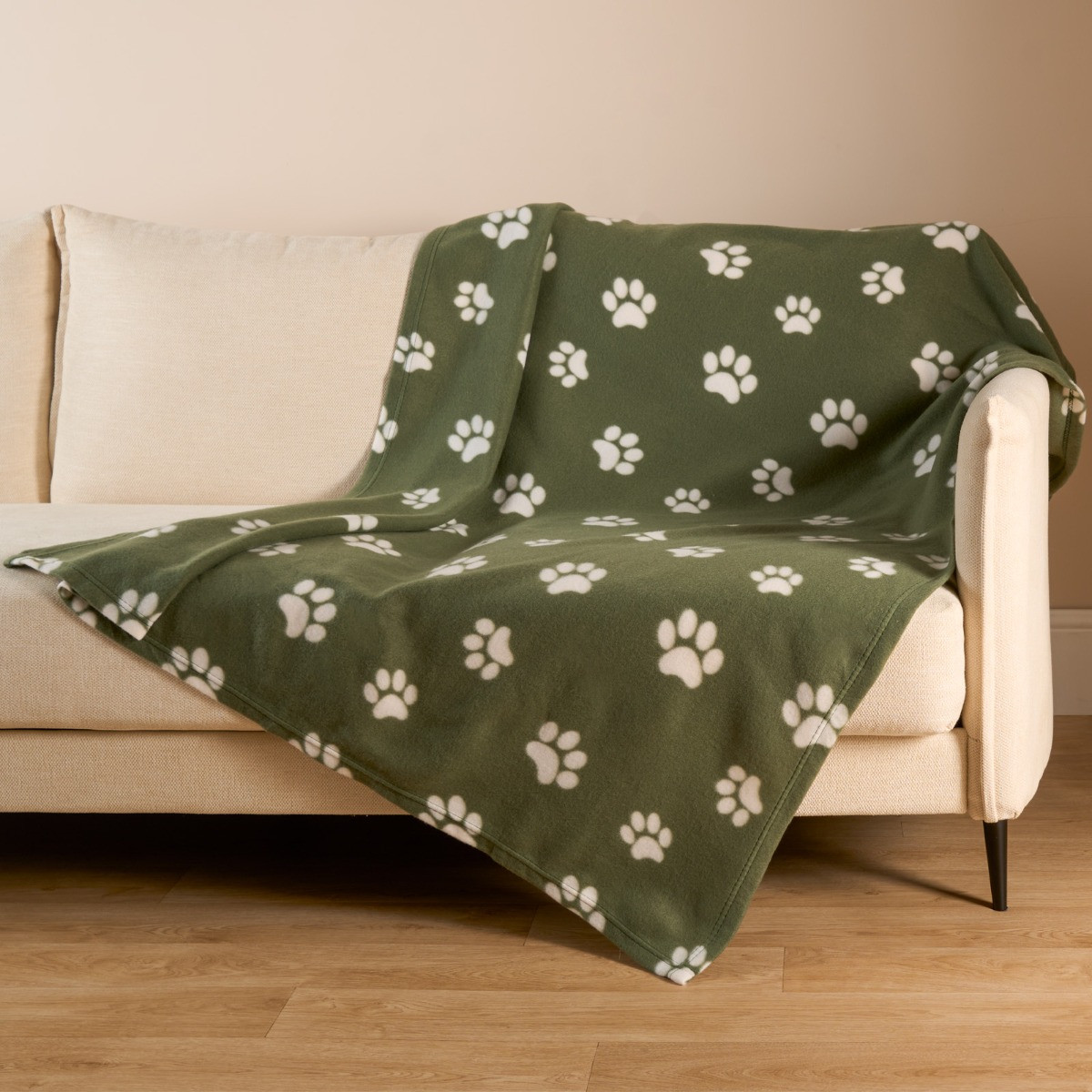 OHS Pet Paw Print Fleece Throw - Green>