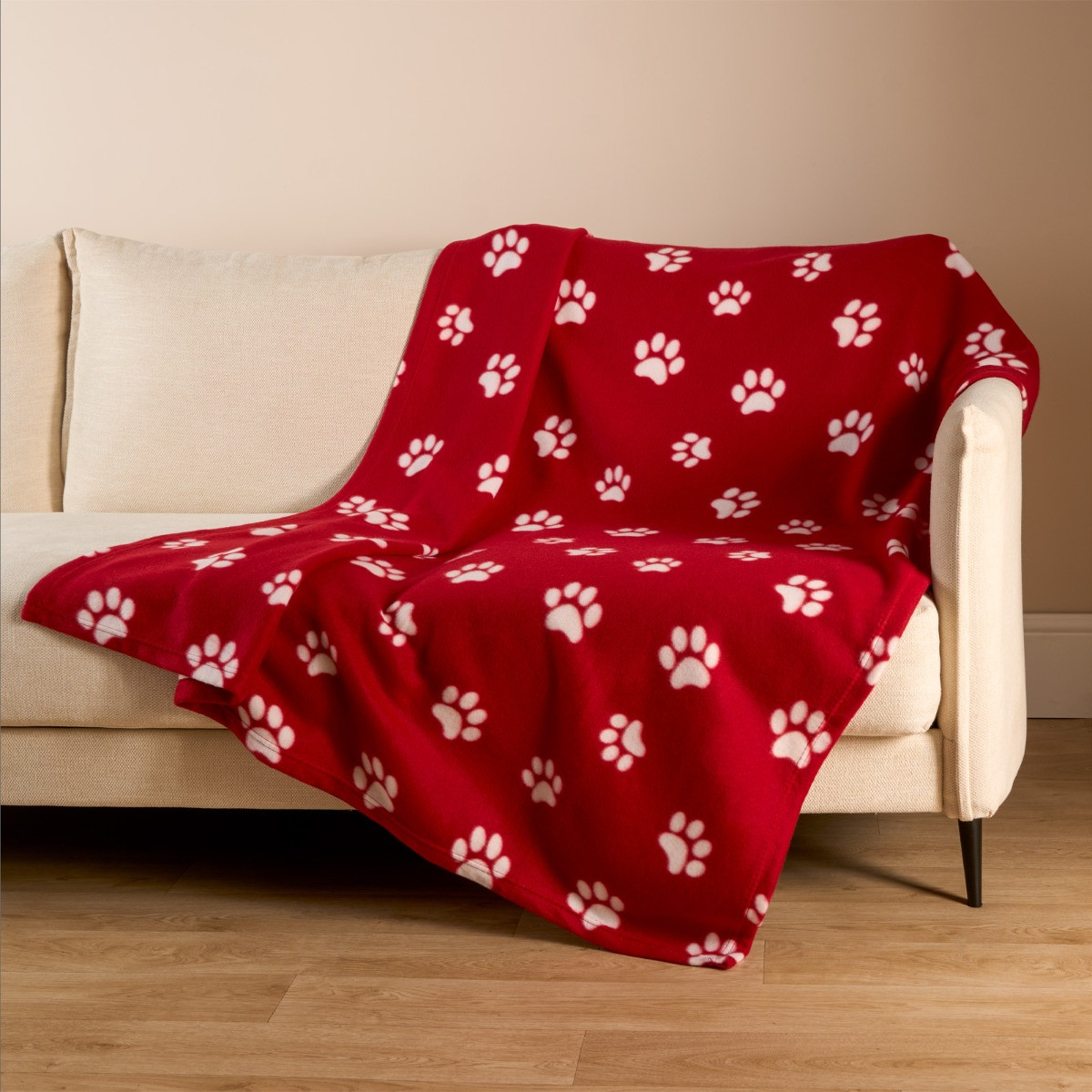 OHS Pet Paw Print Fleece Throw - Red >