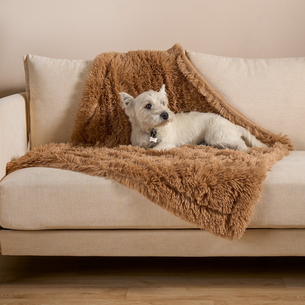 OHS Pet Calming Fluffy Throw - Beige>