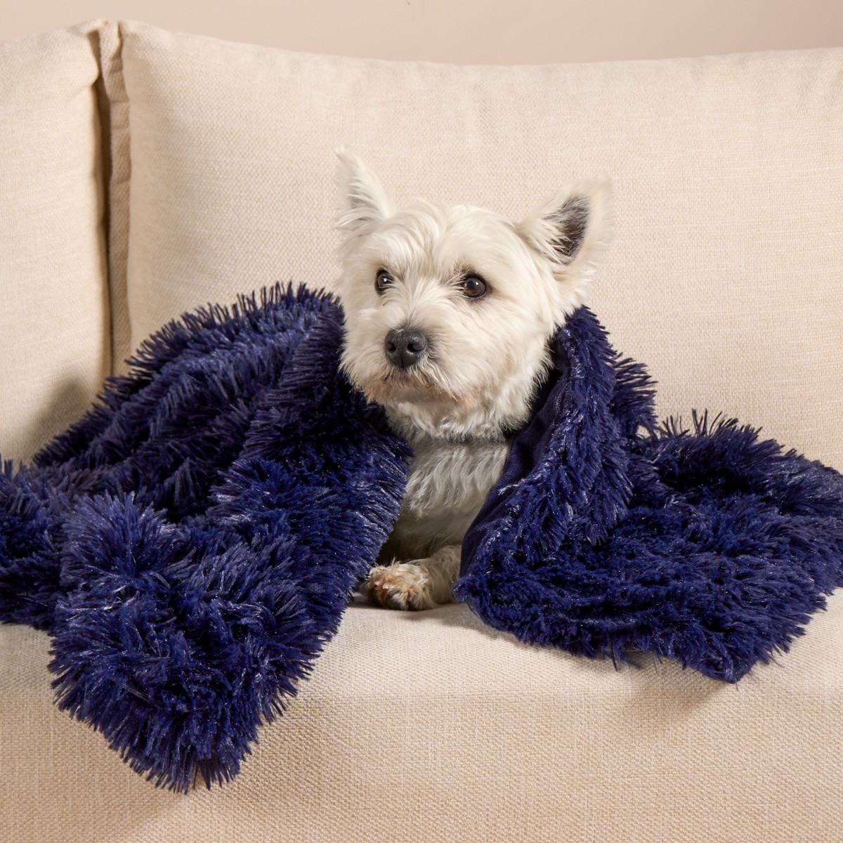 OHS Pet Calming Fluffy Throw, 105 x 90cm - Navy>