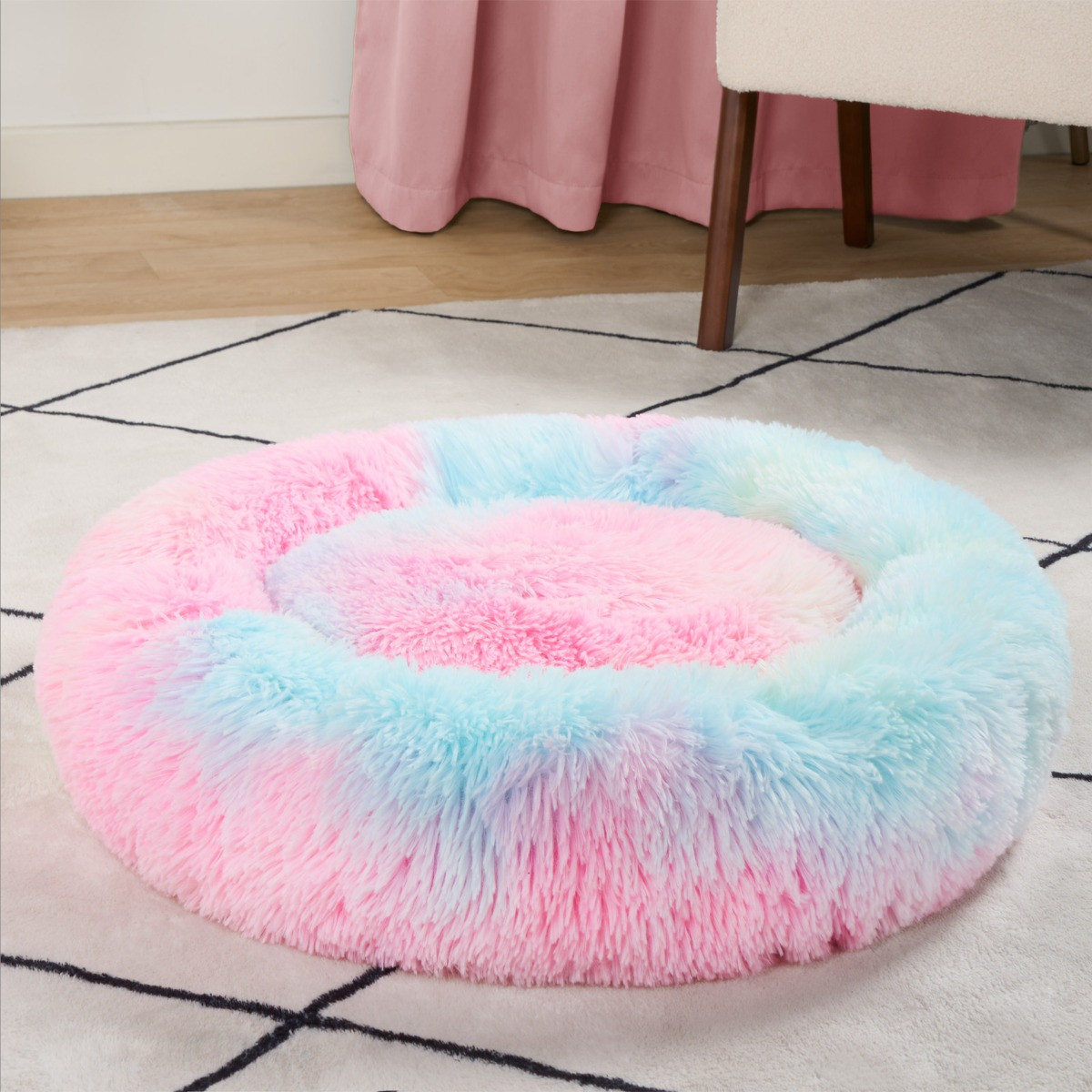 OHS Fluffy Round Calming Pet Bed - Tie Dye>