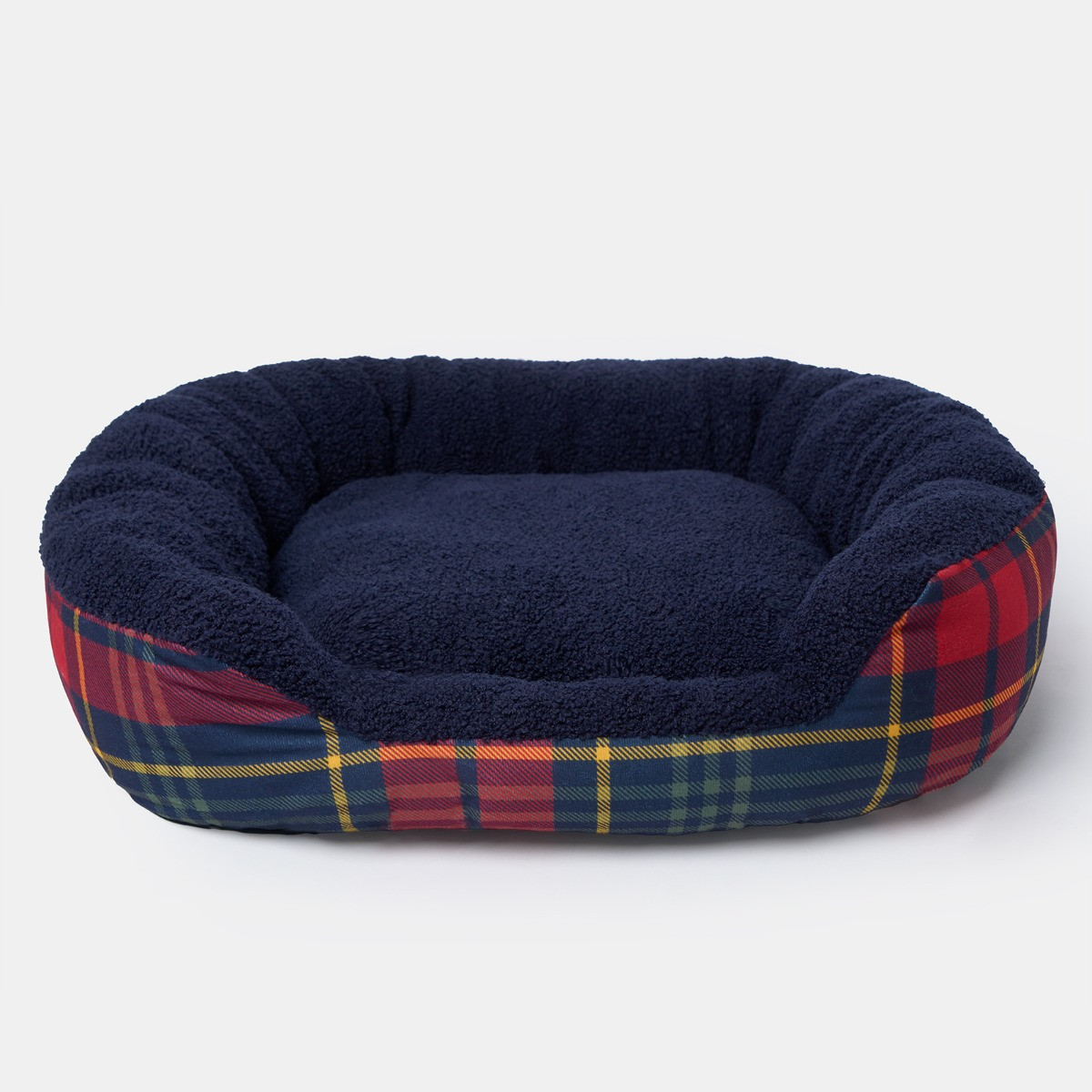 OHS Oxford Check Printed Pet Bed - Navy/Red>