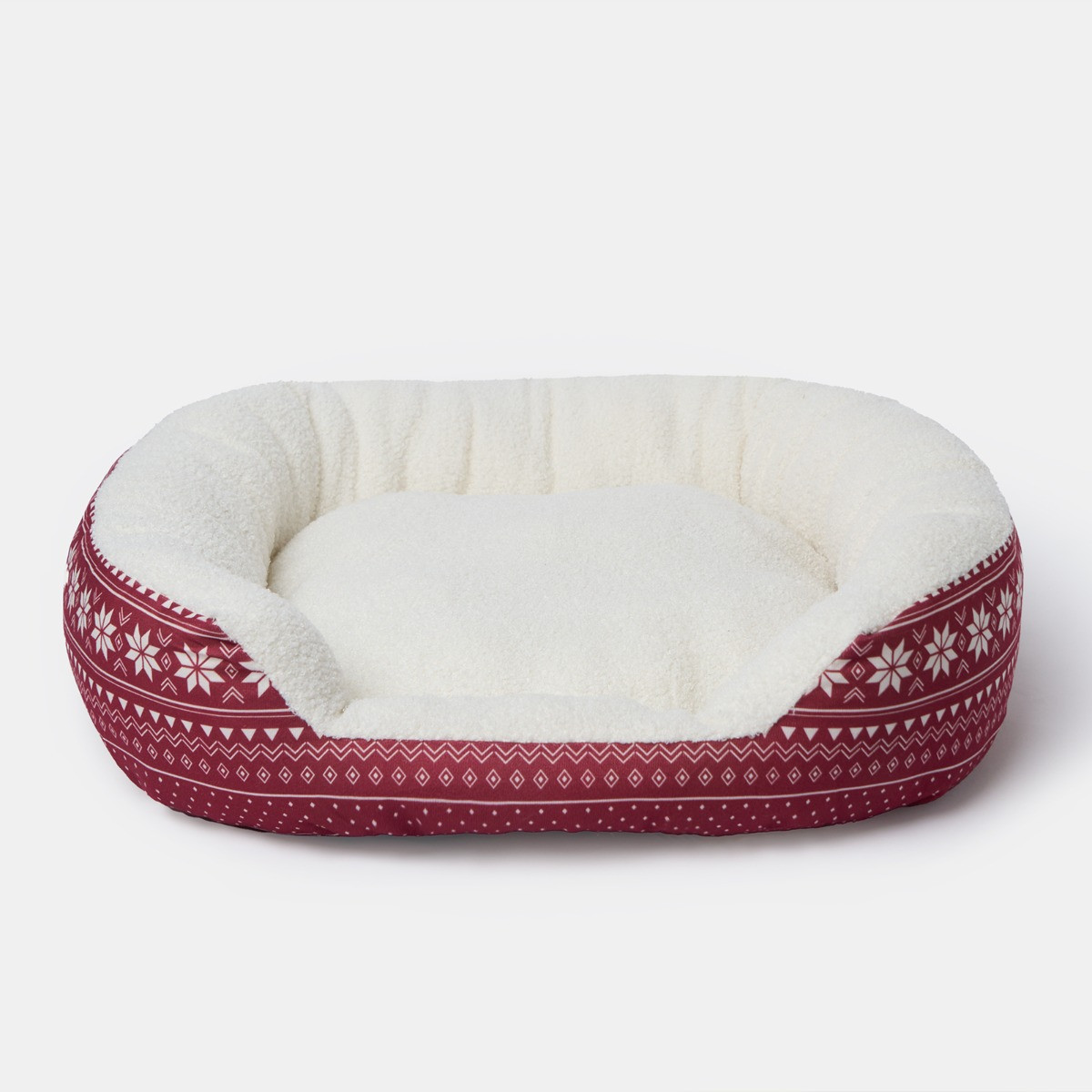 OHS Nordic Printed Pet Bed - Burgundy >