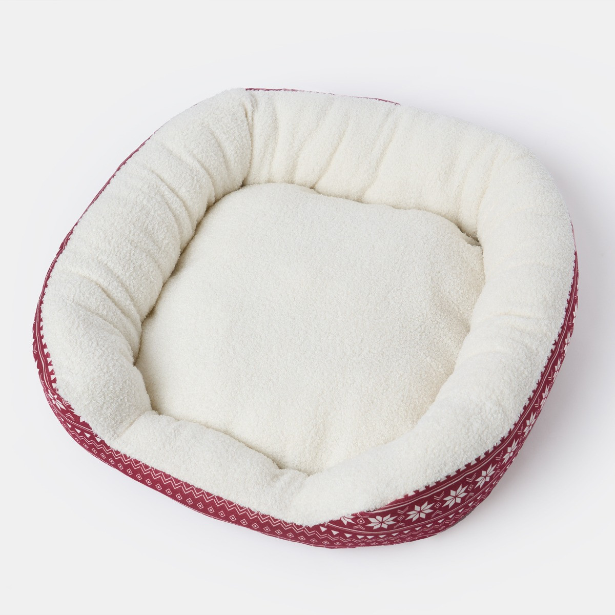 OHS Nordic Printed Pet Bed - Burgundy >