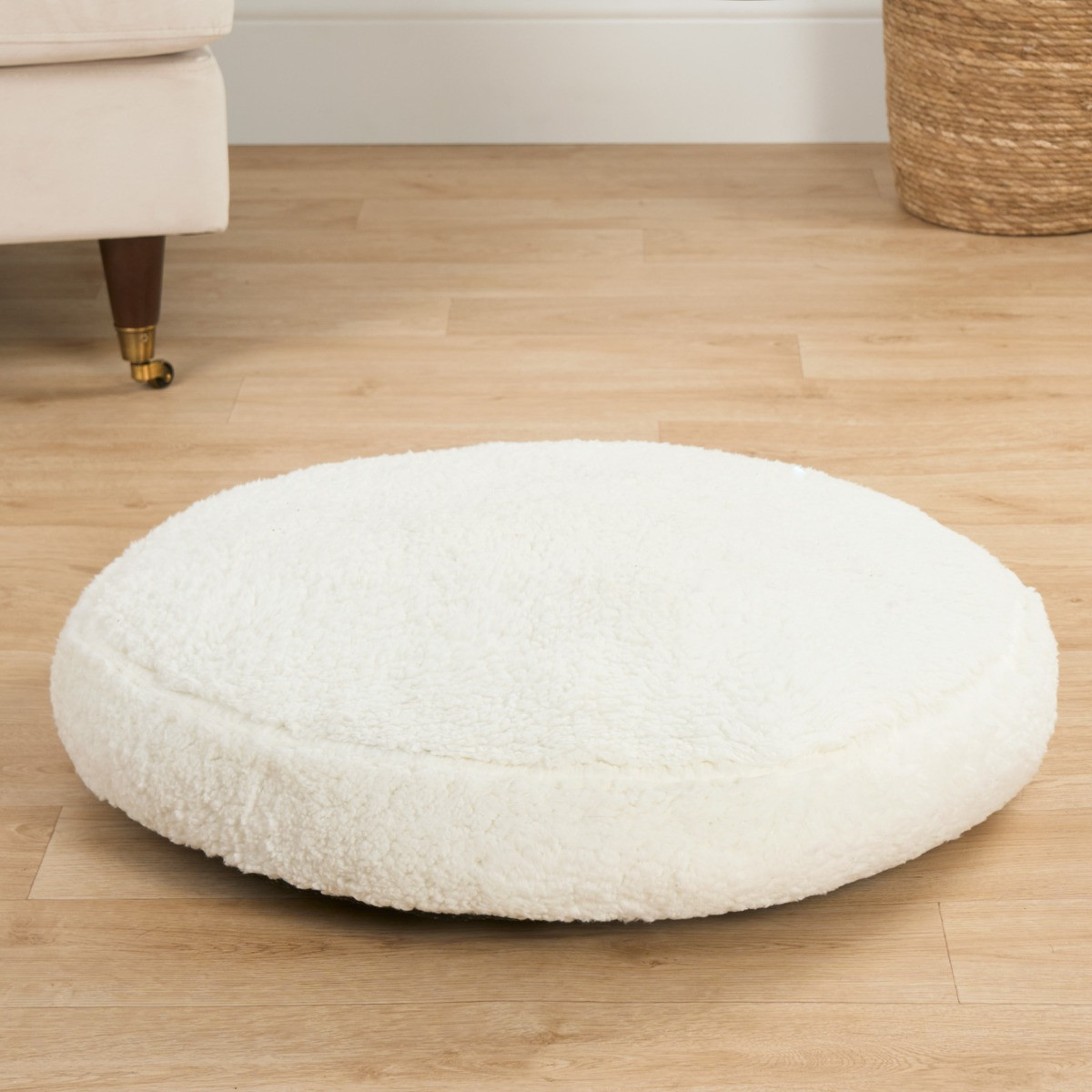 OHS Sherpa Round Pet Bed, Cream - Large>