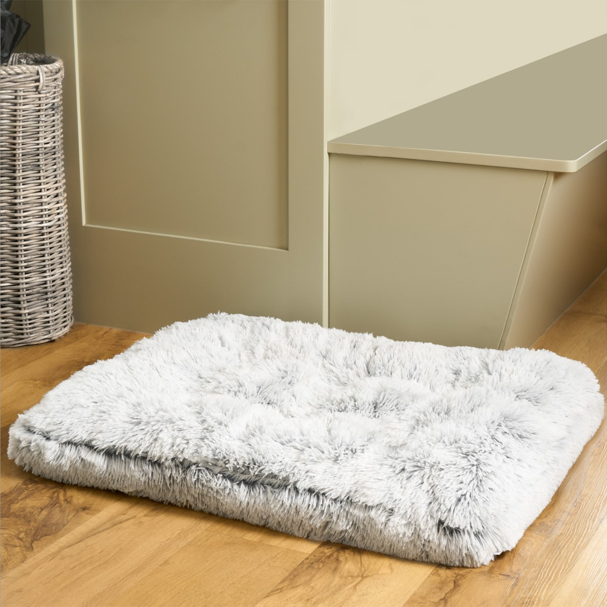 OHS Rectangular Fluffy Mat Pet Bed - Grey>