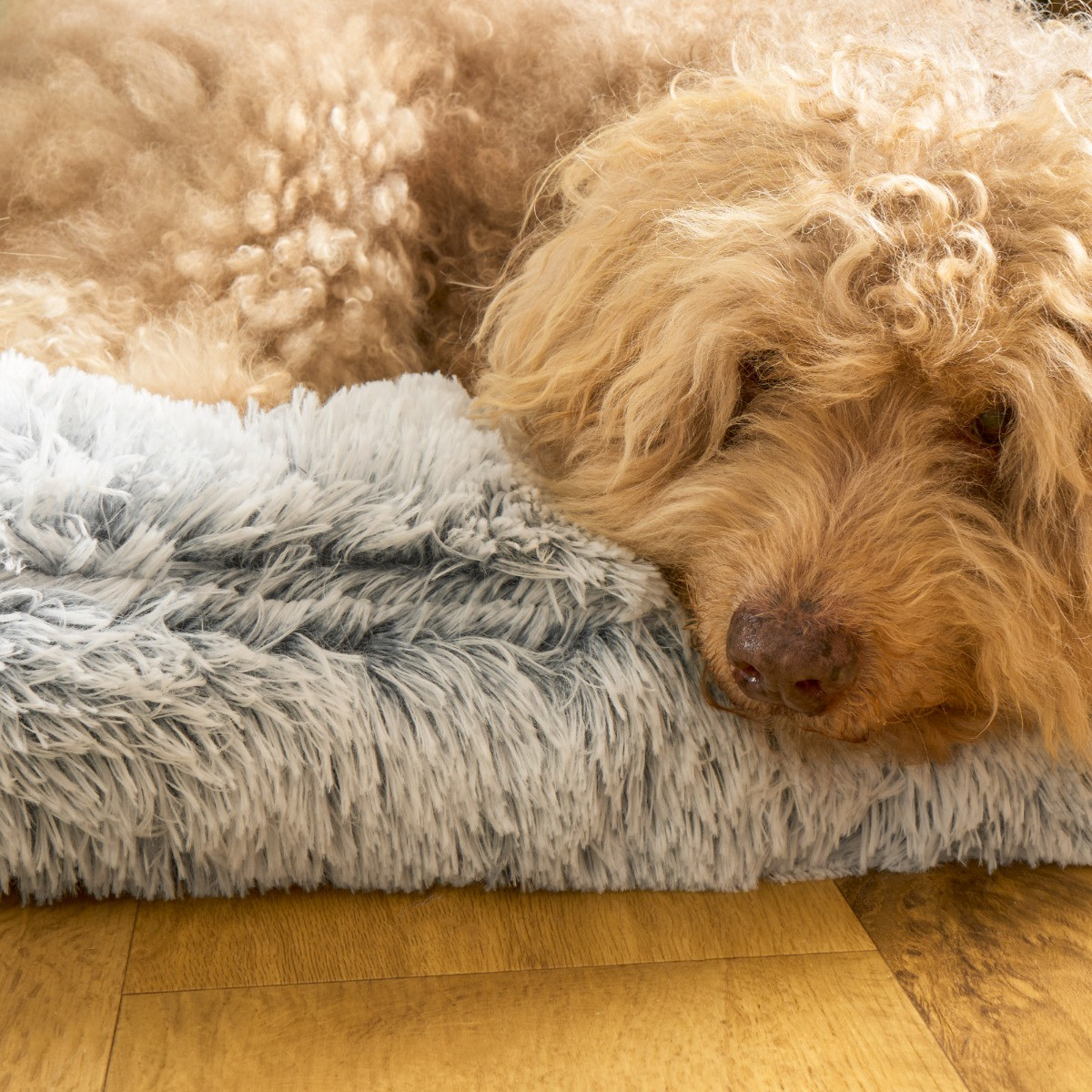 OHS Rectangular Fluffy Mat Pet Bed - Grey>