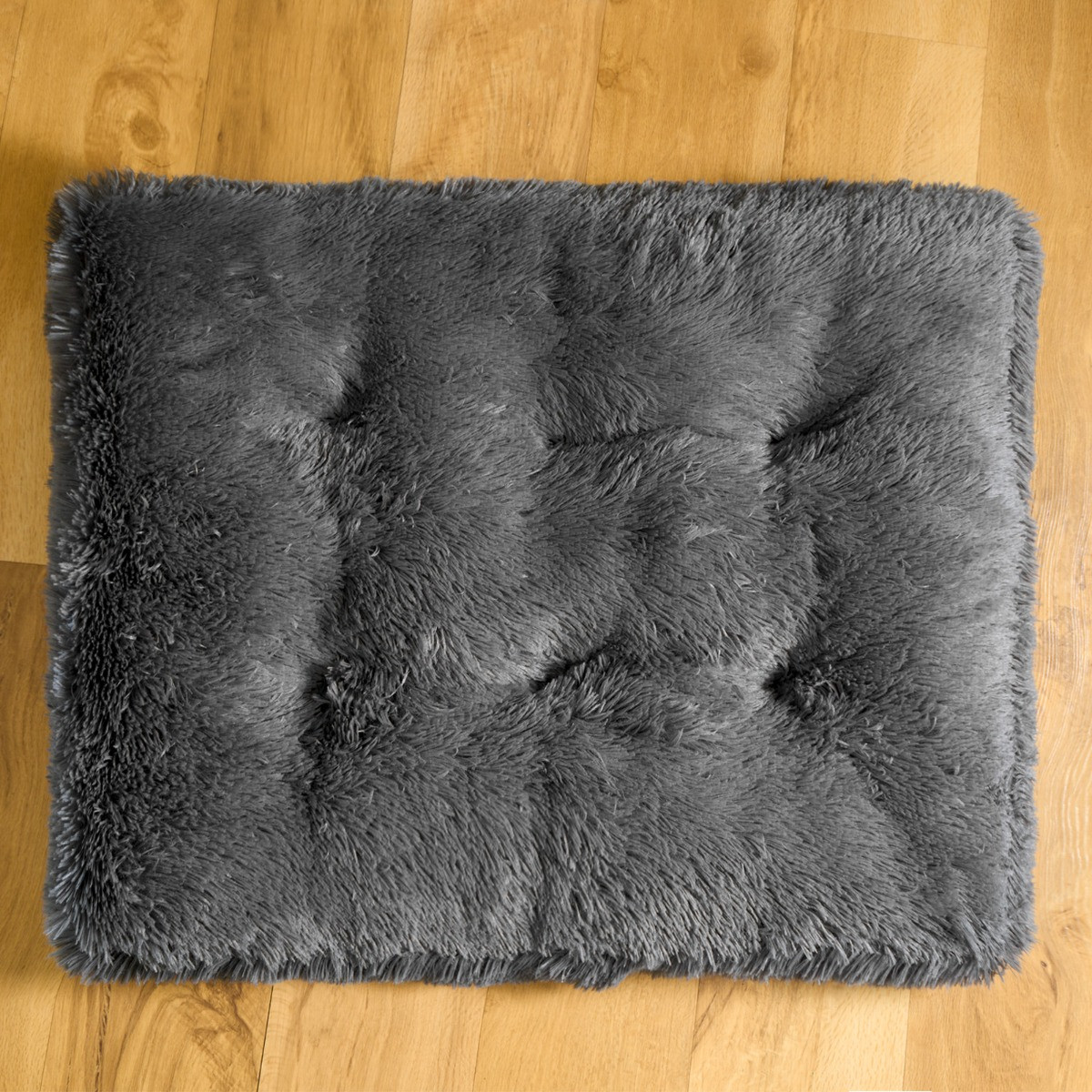 OHS Rectangular Fluffy Mat Pet Bed - Charcoal>