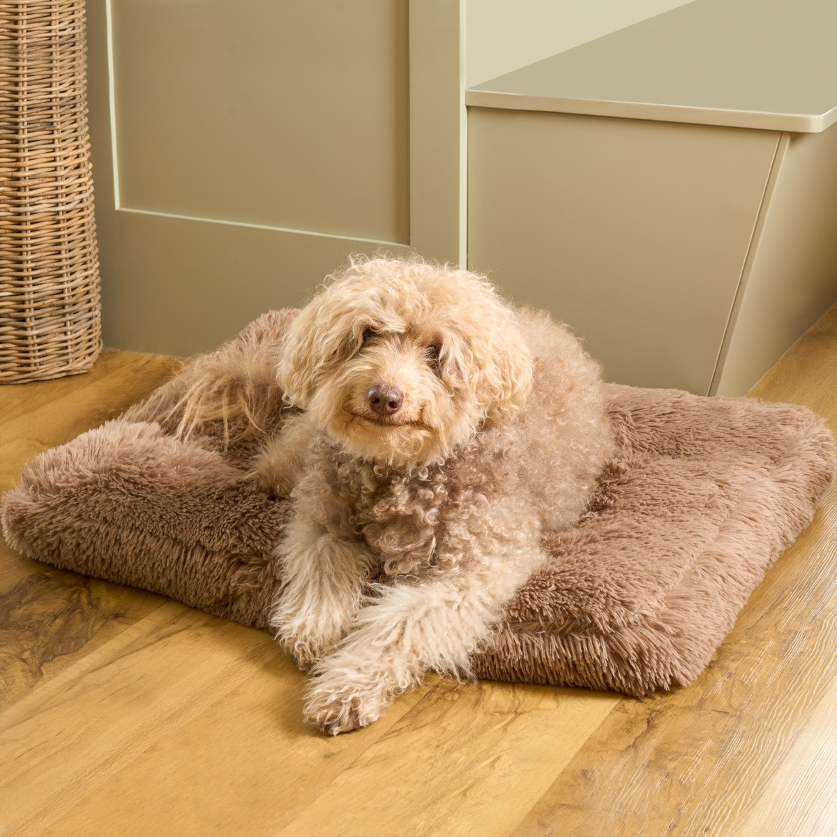 OHS Rectangular Fluffy Mat Pet Bed - Mink>