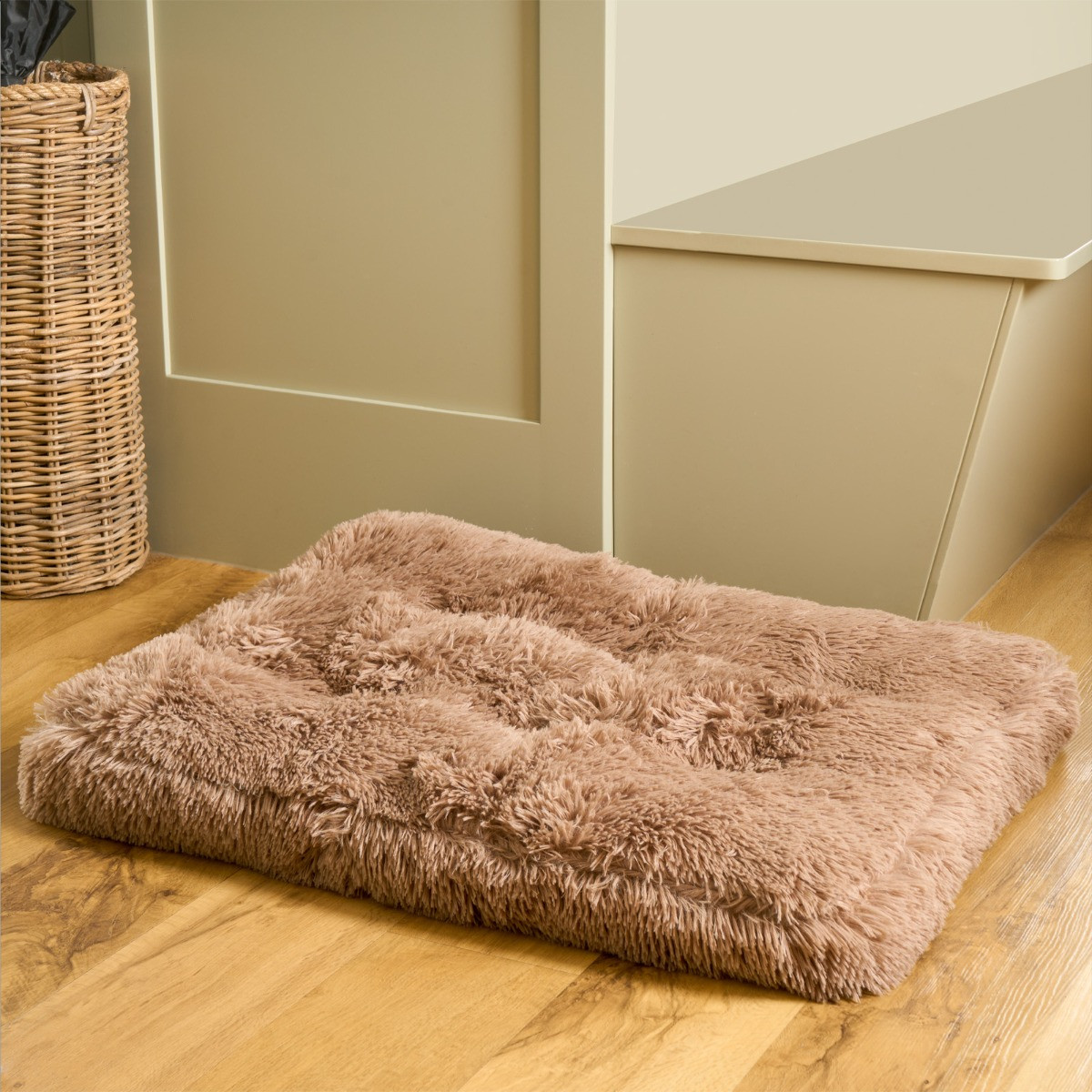 OHS Rectangular Fluffy Mat Pet Bed - Mink>