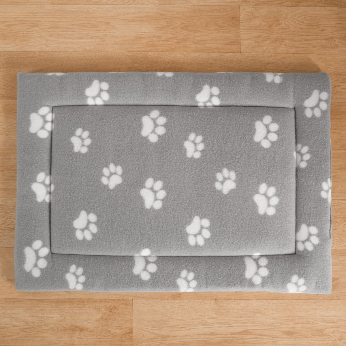 OHS Fleece Paw Print Crate Mat, Grey - Medium>