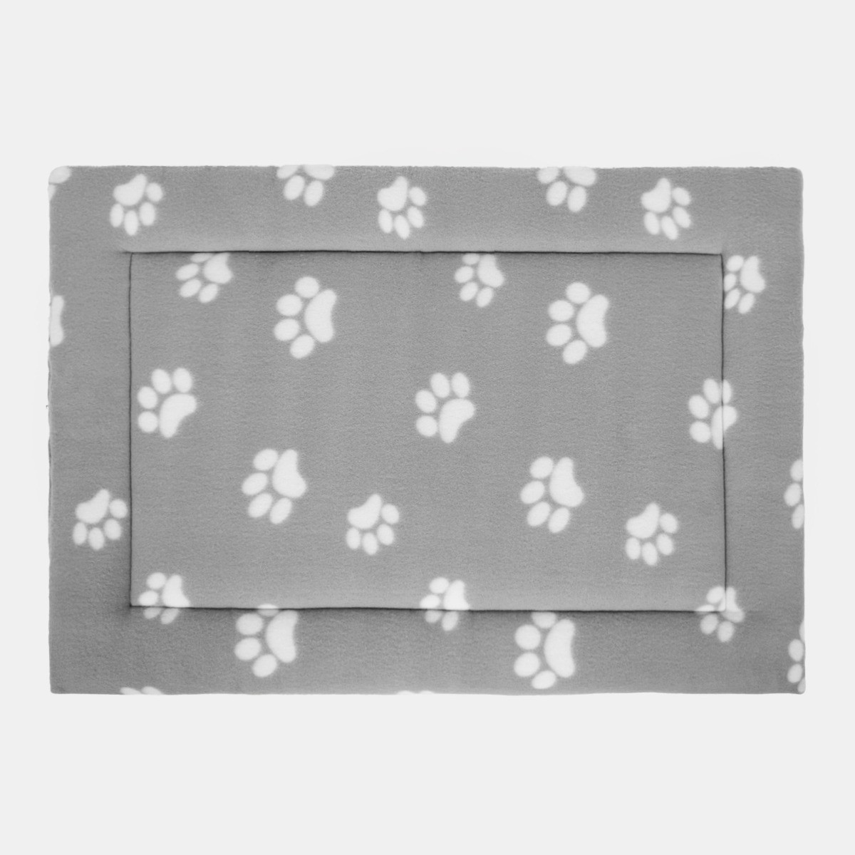 OHS Fleece Paw Print Crate Mat, Grey - Medium>