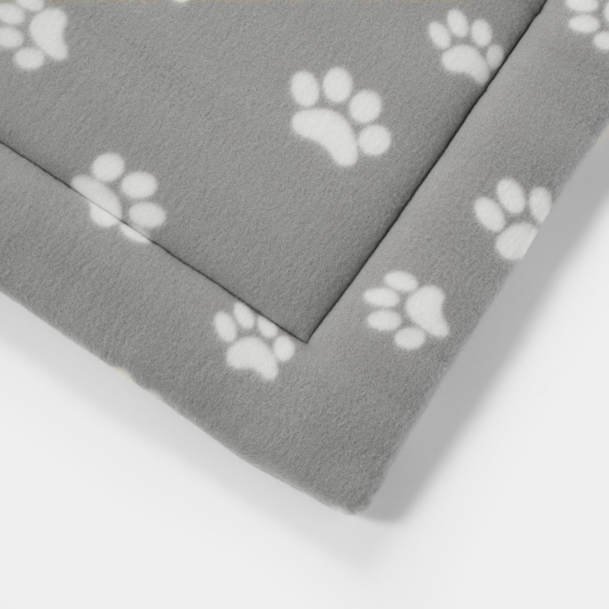 OHS Fleece Paw Print Crate Mat, Grey - Medium>