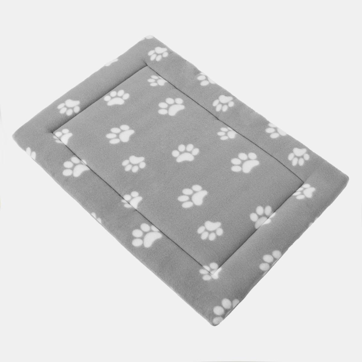 OHS Fleece Paw Print Crate Mat, Grey - Medium>