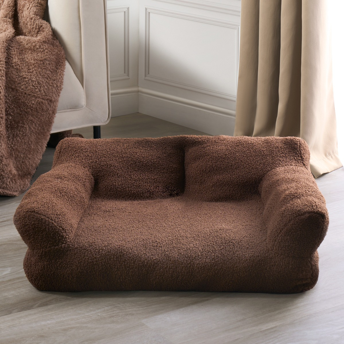 OHS Plush Pet Bed Sofa, Chocolate - Medium >