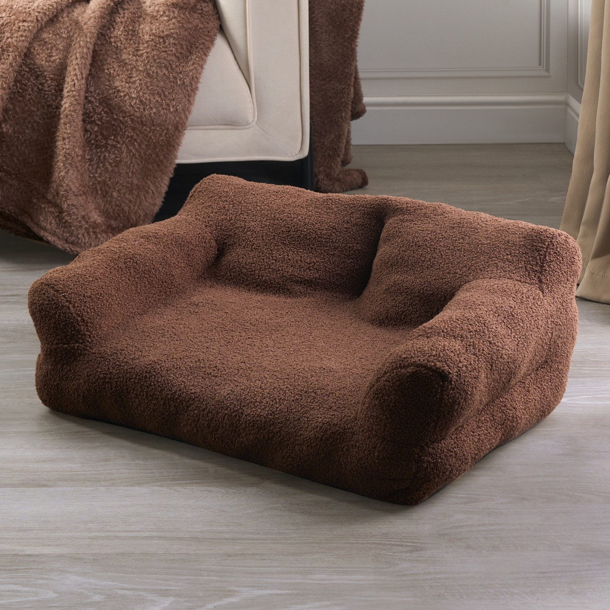 OHS Plush Pet Bed Sofa, Chocolate - Medium >