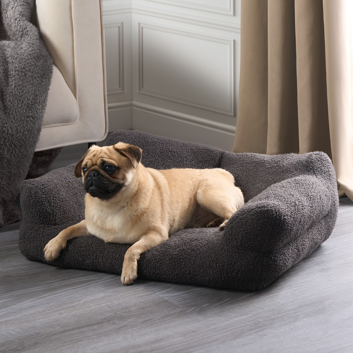 OHS Plush Pet Bed Sofa, Charcoal - Medium >