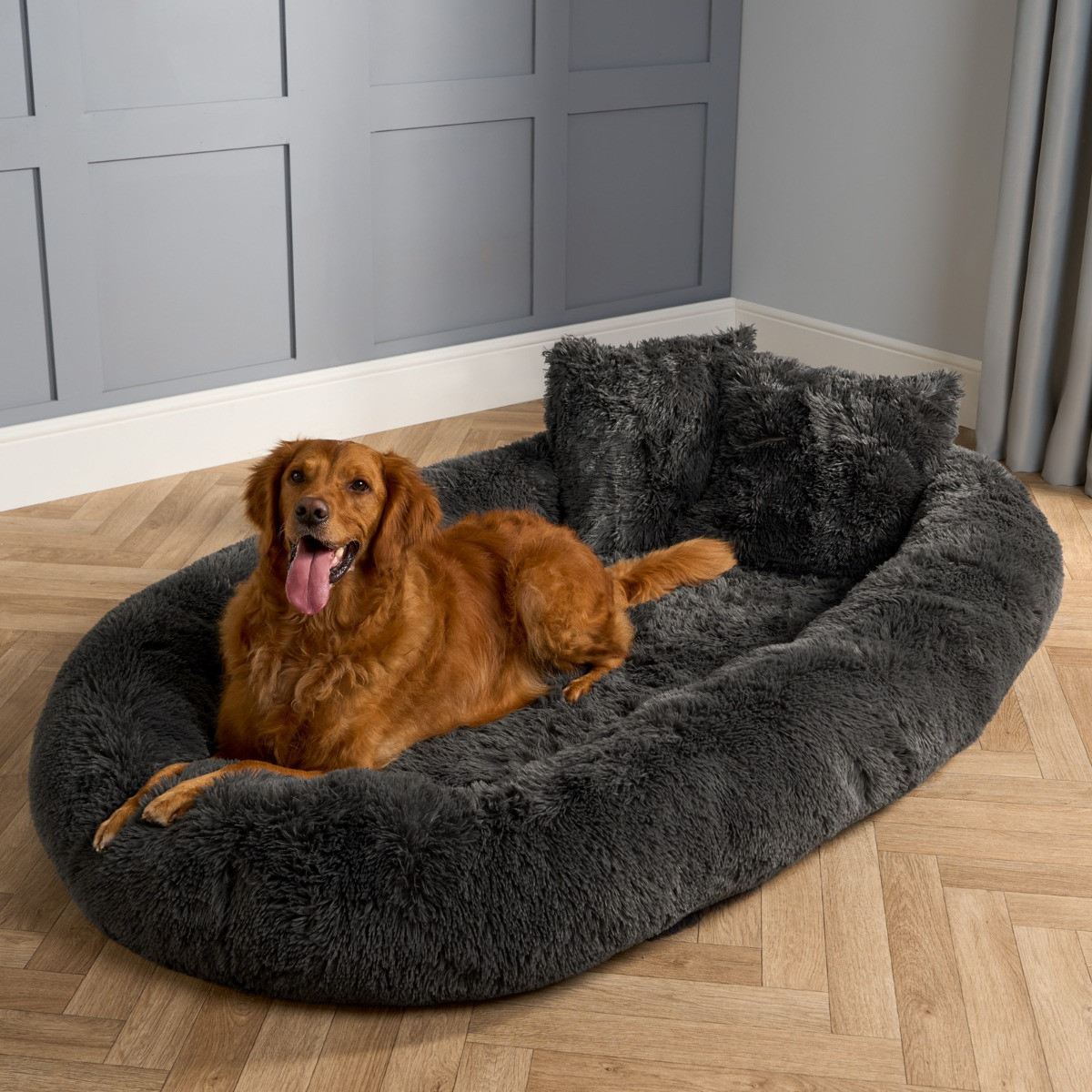 OHS Fluffy Human Size Pet Bed - Charcoal >