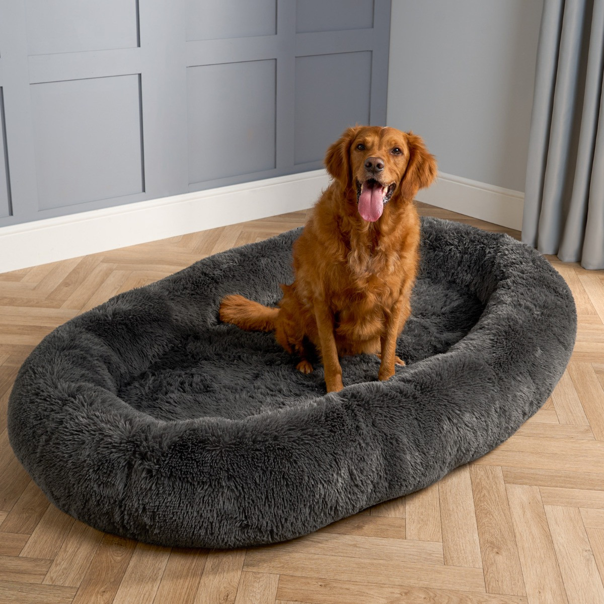 OHS Fluffy Human Size Pet Bed - Charcoal >