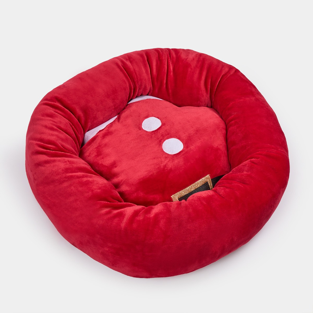 OHS Santa Bolster Round Fleece Pet Bed - Red>