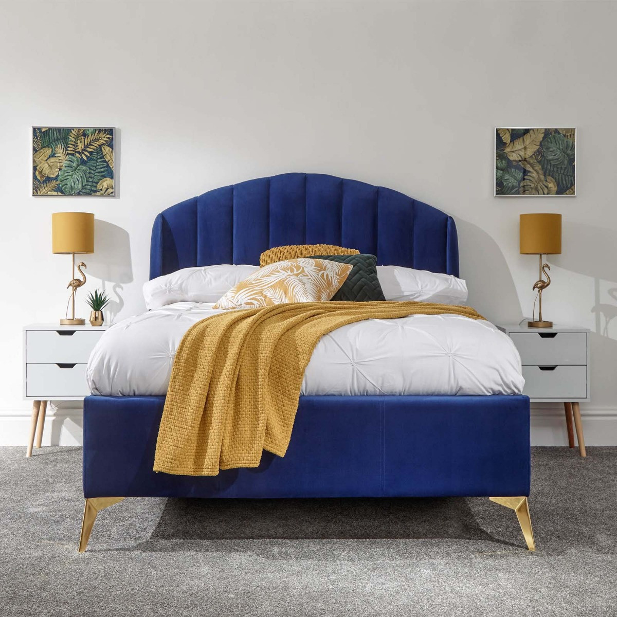 Pettine End Lift Ottoman Storage Bed, 4ft 6 Double - Royal Blue>