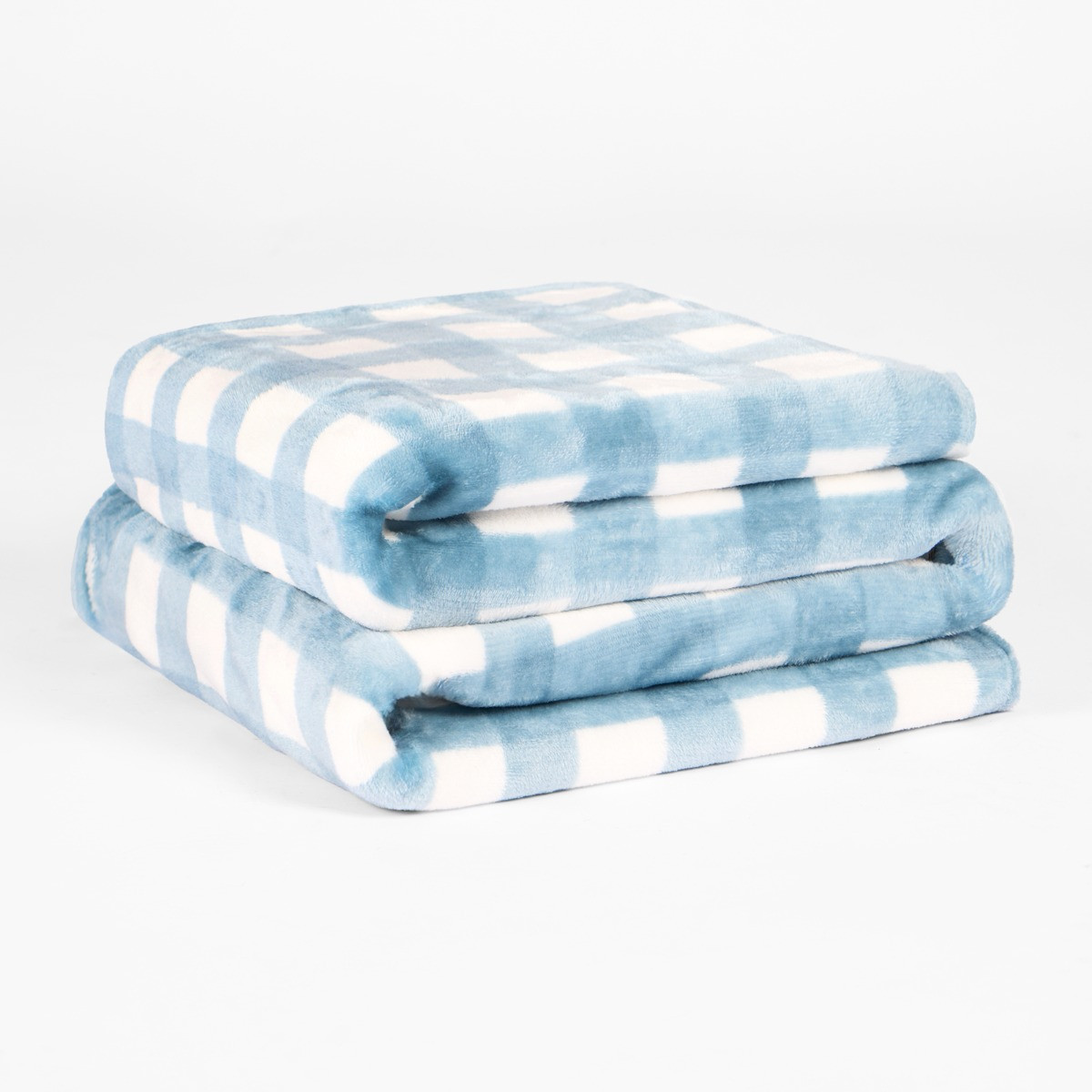 OHS Ultra Soft Gingham Print Throw - Blue>