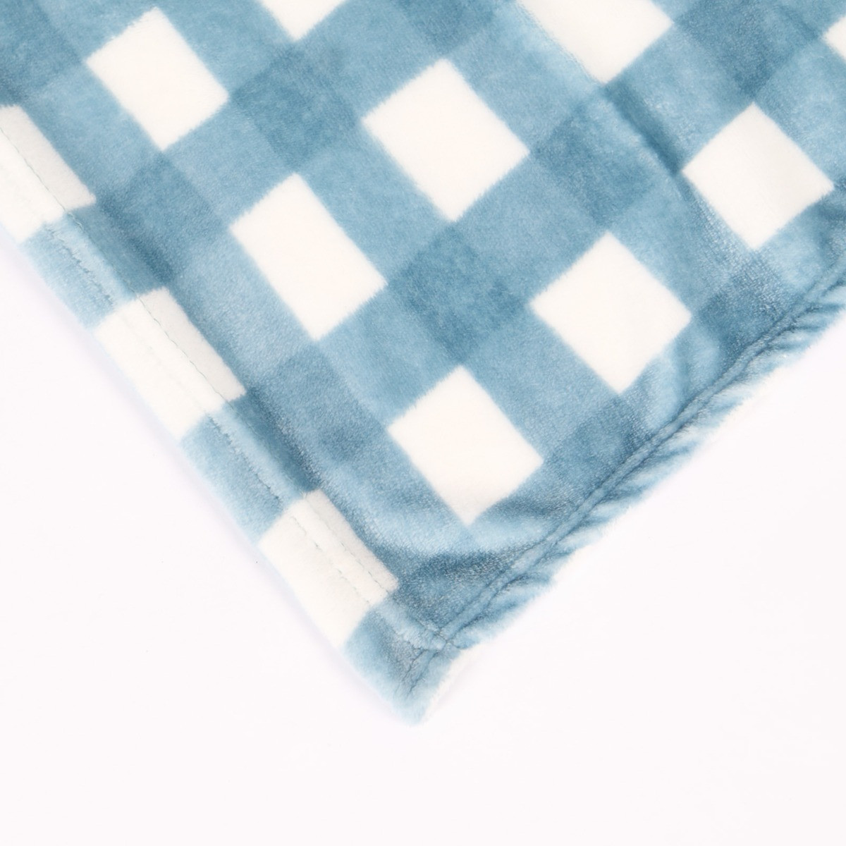 OHS Ultra Soft Gingham Print Throw - Blue>