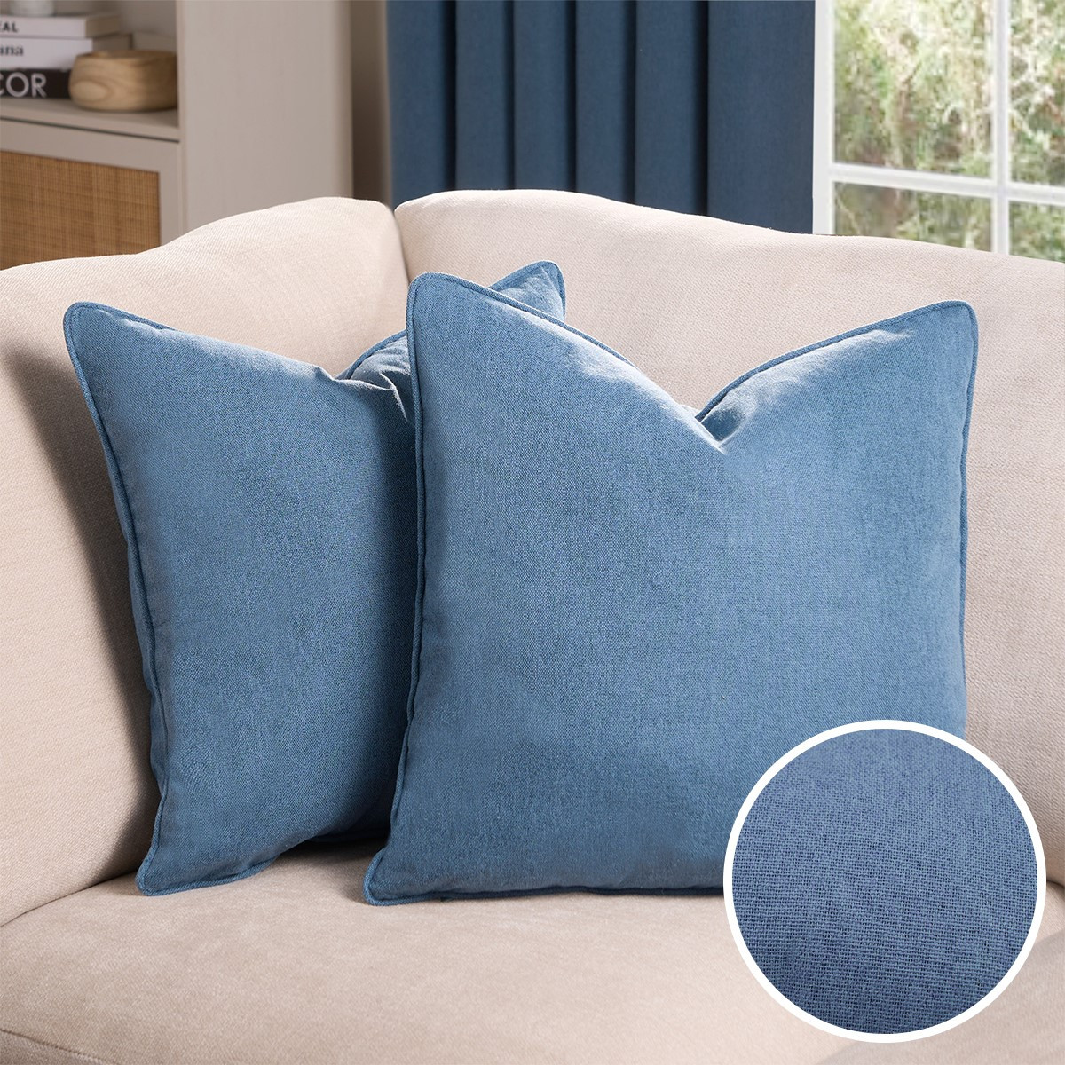 OHS Woven Texture Cushion Covers - Blue>